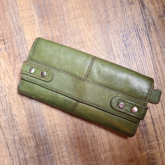 Fossil Handbags - Fossil Leather Trifold Wallet Olive Green